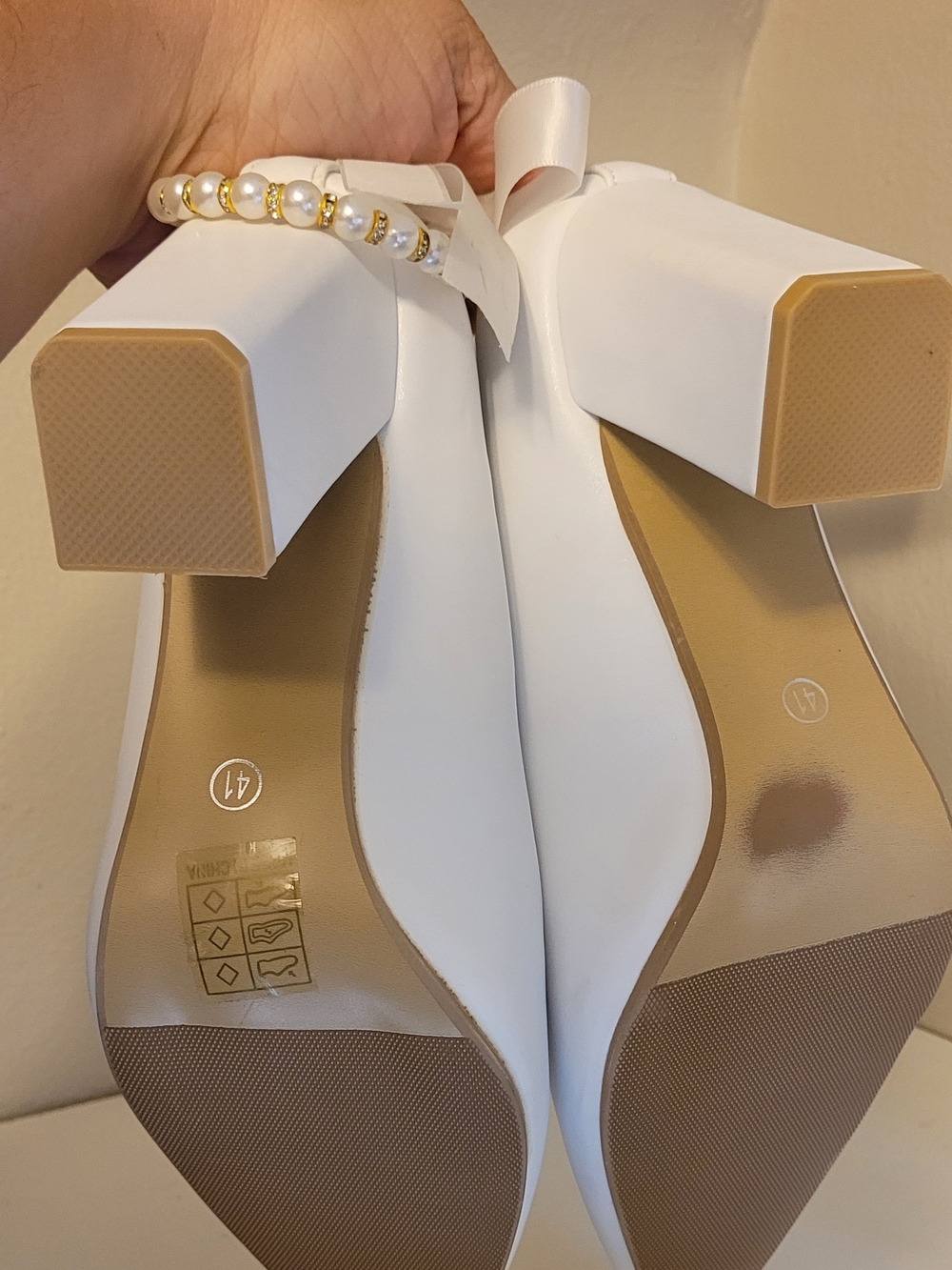 Bridal White Pearl-block Heel - Elegant Women’s - Picture 2 of 5